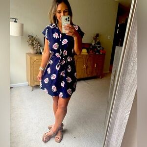 Express Floral Navy Button Down Dress